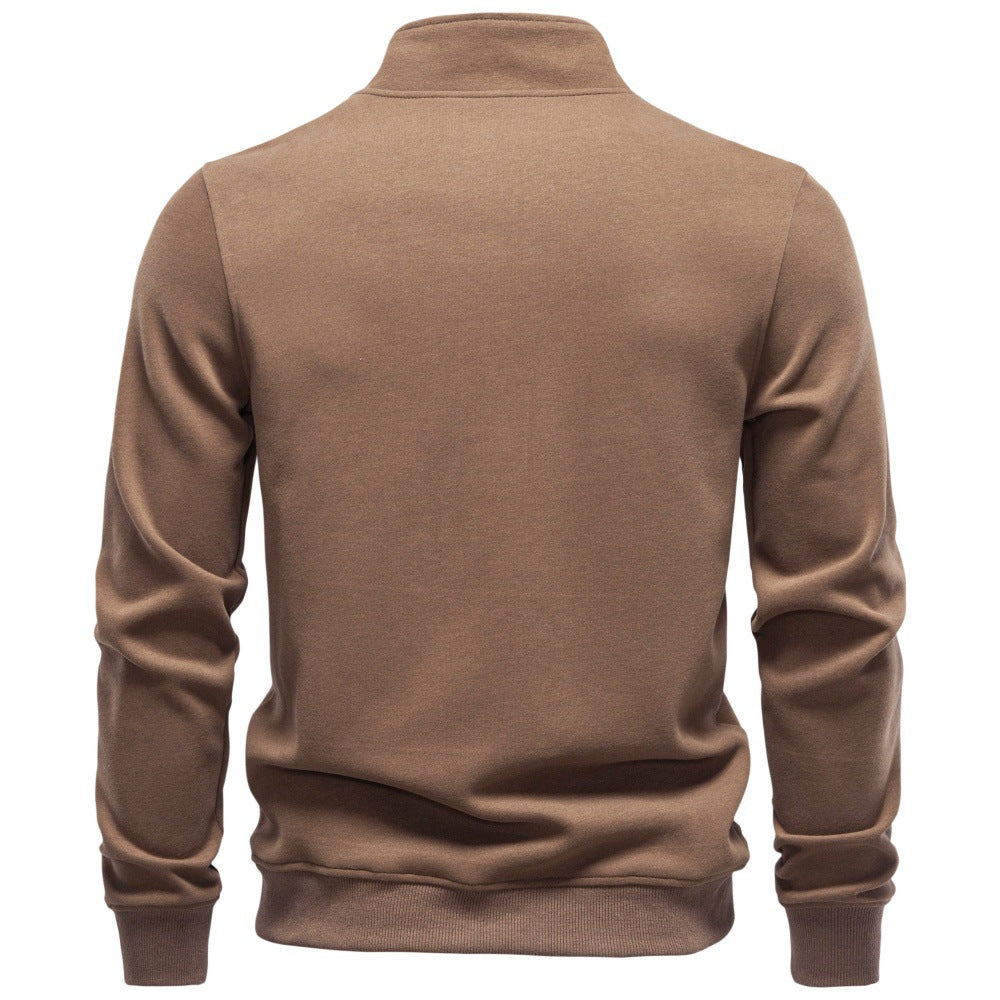 Men's Half-Zip Stand Collar Sweatshirt 2026 Autumn Business Casual Pullover | Slim Fit Cotton-Blend Fleece Top