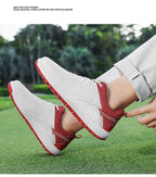 Men's Waterproof Golf Shoes | Anti-Slip Soft Spike Sneakers Breathable Microfiber Athletic All Weather Golf Trainers