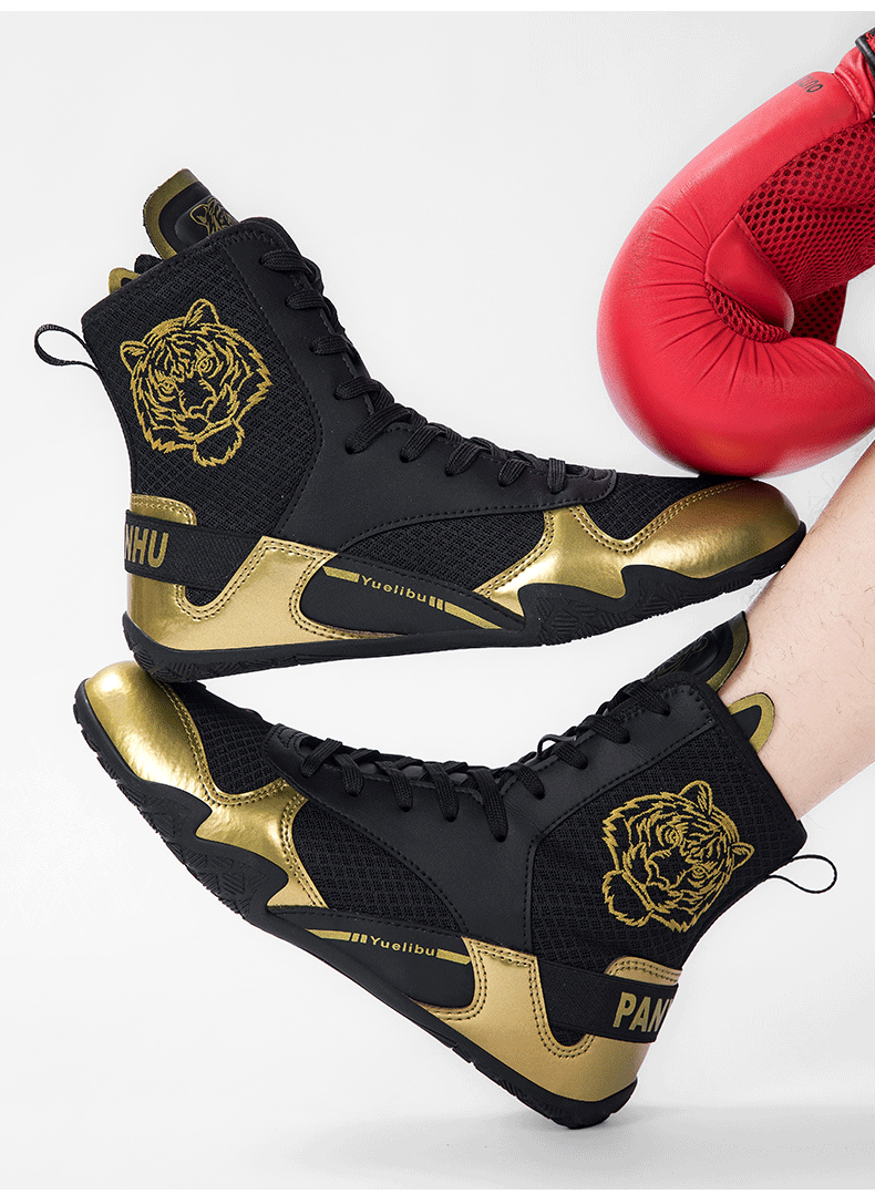 Qiku Bao Combat Sports Shoes | Unisex Wrestling & Boxing Shoes | Gum Rubber Sole for Muay Thai & Martial Arts | QK1139