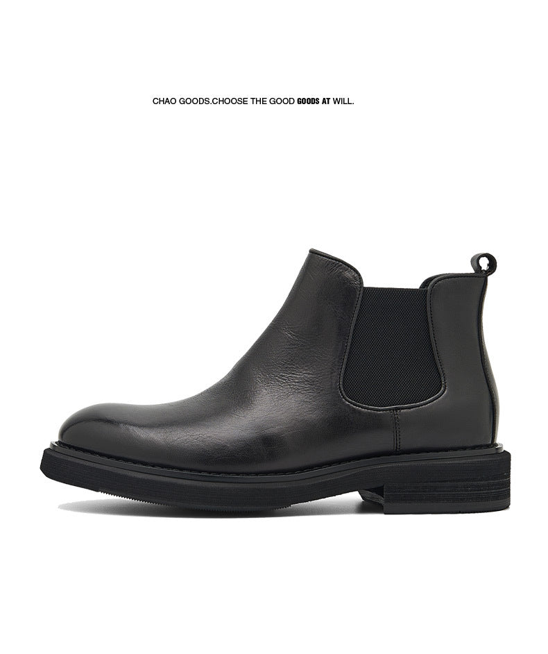 Men's Chelsea Boots | 2025 Autumn Winter British Retro Ankle Boots | Chunky Sole Leather Pull-On Boots | B3923