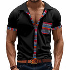 Men's Summer Slim-Fit Bohemian Contrast Sleeve Shirt - Light Luxury Casual Short Sleeve Top | YH-6