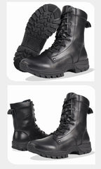 Vdason 402J Paratrooper Combat Boots | Lightweight Airborne Jump Boots | Black Genuine Leather Tactical Footwear | 402J