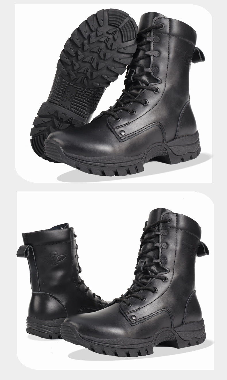 Vdason 402J Paratrooper Combat Boots | Lightweight Airborne Jump Boots | Black Genuine Leather Tactical Footwear | 402J