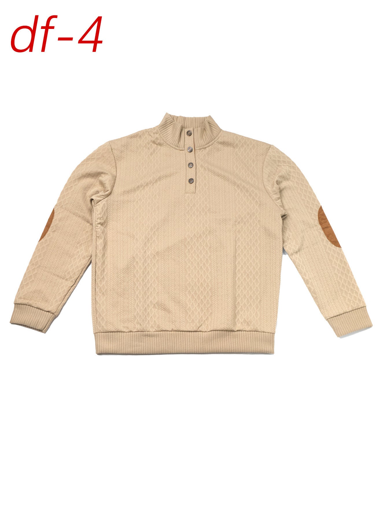 Men's Stand Collar Jacquard Knit Sweater Lightweight Long Sleeve Casual Pullover for Spring & Autumn | DF-4
