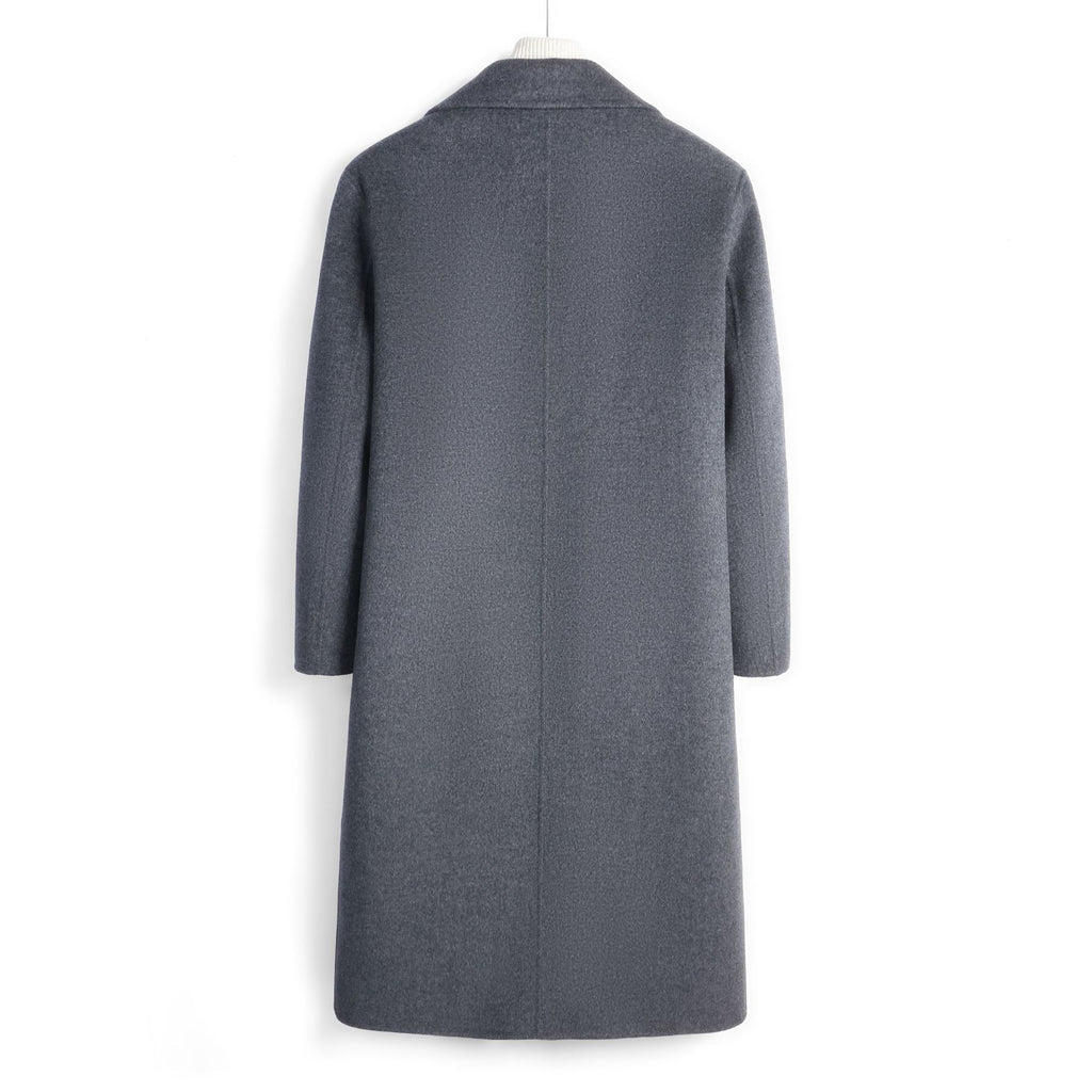 100% Wool Double-Faced Long Overcoat | Men’s Premium Knee-Length Wool Coat | Tailored Business & Casual Outerwear | 86713