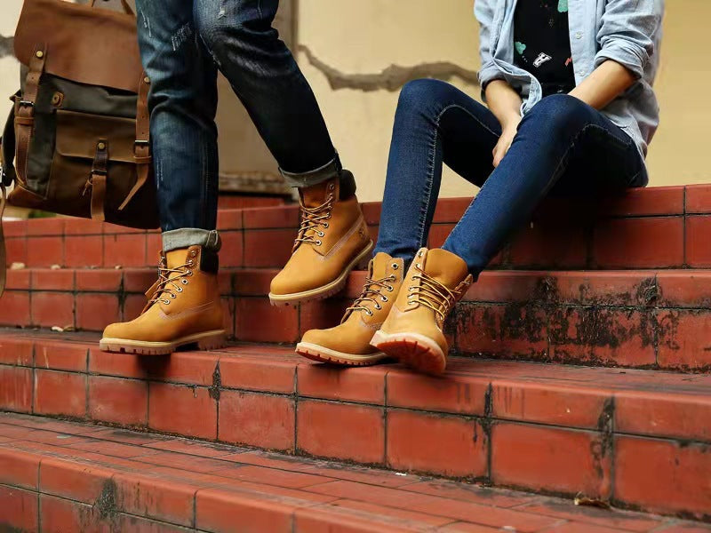 Timberland Inspired Genuine Leather Waterproof Boots For Men & Women Martin Shoes Outdoor High-Top Work & Hiking Footwear