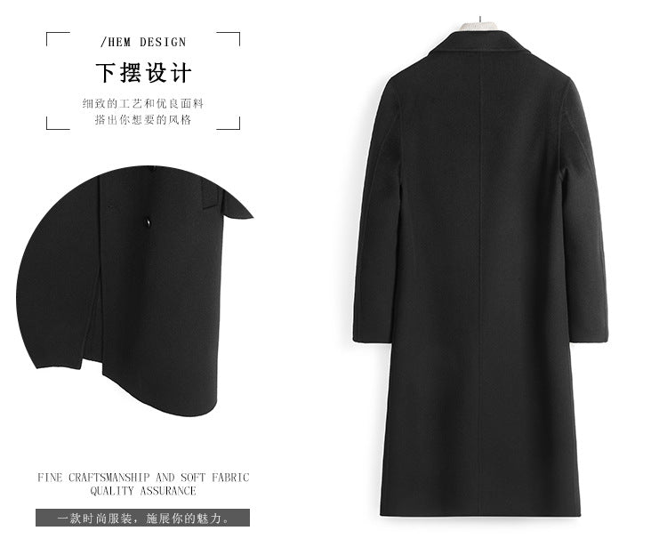100% Wool Double-Faced Long Overcoat | Men’s Premium Knee-Length Wool Coat | Tailored Business & Casual Outerwear | 86713