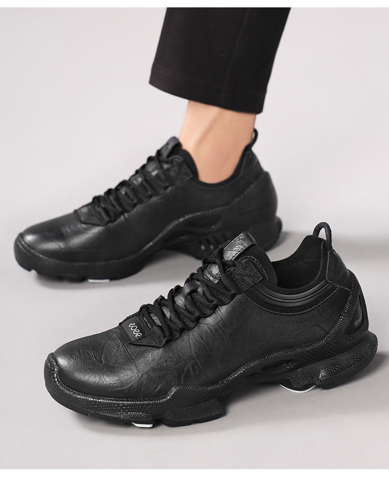 Men’s Leather Waterproof Walking Trainers | Business Casual Outdoor Sneakers | Soft Cushioned Comfort Shoes