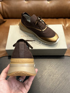 Men's Genuine Leather & Mesh  Breathable Shoes Travel Comfort Insole Slip-On Trainers Casual Driving Boots