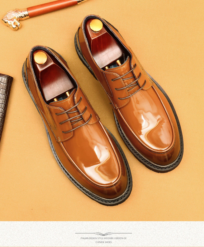 Farvarwo Men's Genuine Leather Derby Shoes | Thick Sole Business Oxfords with Height Boost | Formal Casual Round Toe Footwear | 23552