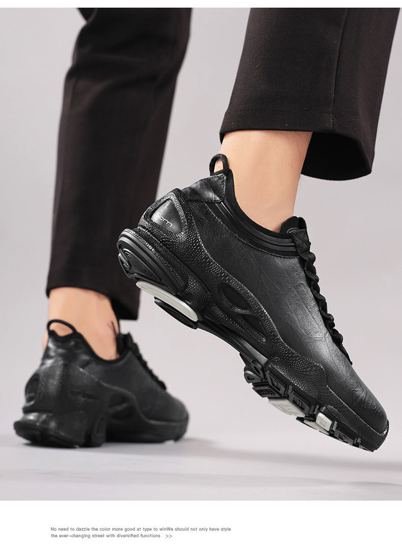 Men’s Leather Waterproof Walking Trainers | Business Casual Outdoor Sneakers | Soft Cushioned Comfort Shoes