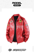PU Leather Moto Jacket | F1 Racing Style Padded Biker Coat Waterproof Windproof Streetwear