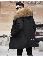 Snow Lotus Men's Mink Fur Parka 2025 Winter Detachable Mink Lining Long Coat Luxury Slim-Fit Fur-Trimmed Jacket | 215