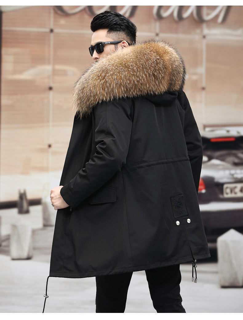 Snow Lotus Men's Mink Fur Parka 2025 Winter Detachable Mink Lining Long Coat Luxury Slim-Fit Fur-Trimmed Jacket | 215