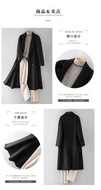 100% Wool Double-Faced Long Overcoat | 2026 Handcrafted Knee-Length Coat with Padded Shoulders | Premium Winter Outerwear | 86767