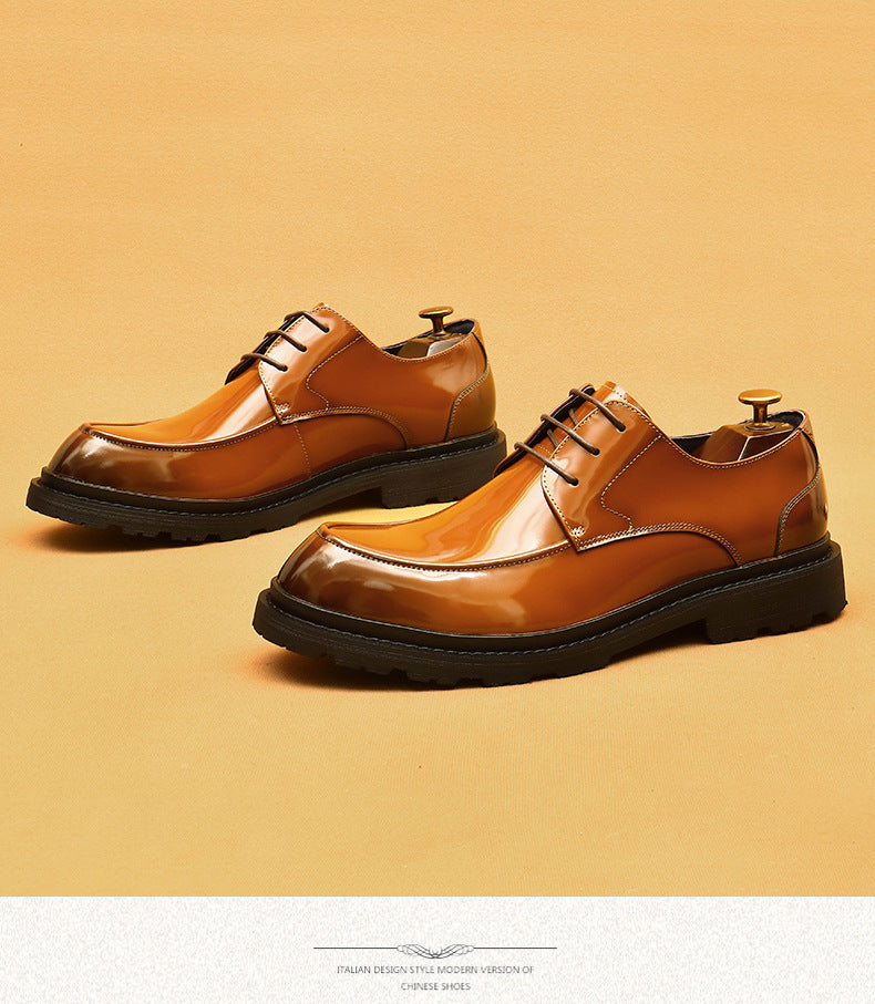 Farvarwo Men's Genuine Leather Derby Shoes | Thick Sole Business Oxfords with Height Boost | Formal Casual Round Toe Footwear | 23552