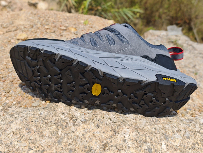 ECAF HTRON EHT Men‘s Genuine Leather Hiking Boots Thick Sole Outdoor Trail Shoes Anti-Slip & Breathable Trekking Trainers