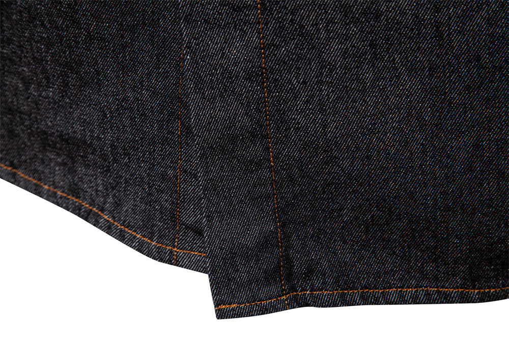 Men’s Washed Denim Shirt – Long Sleeve 100% Cotton Casual Button-Up Top | 6025