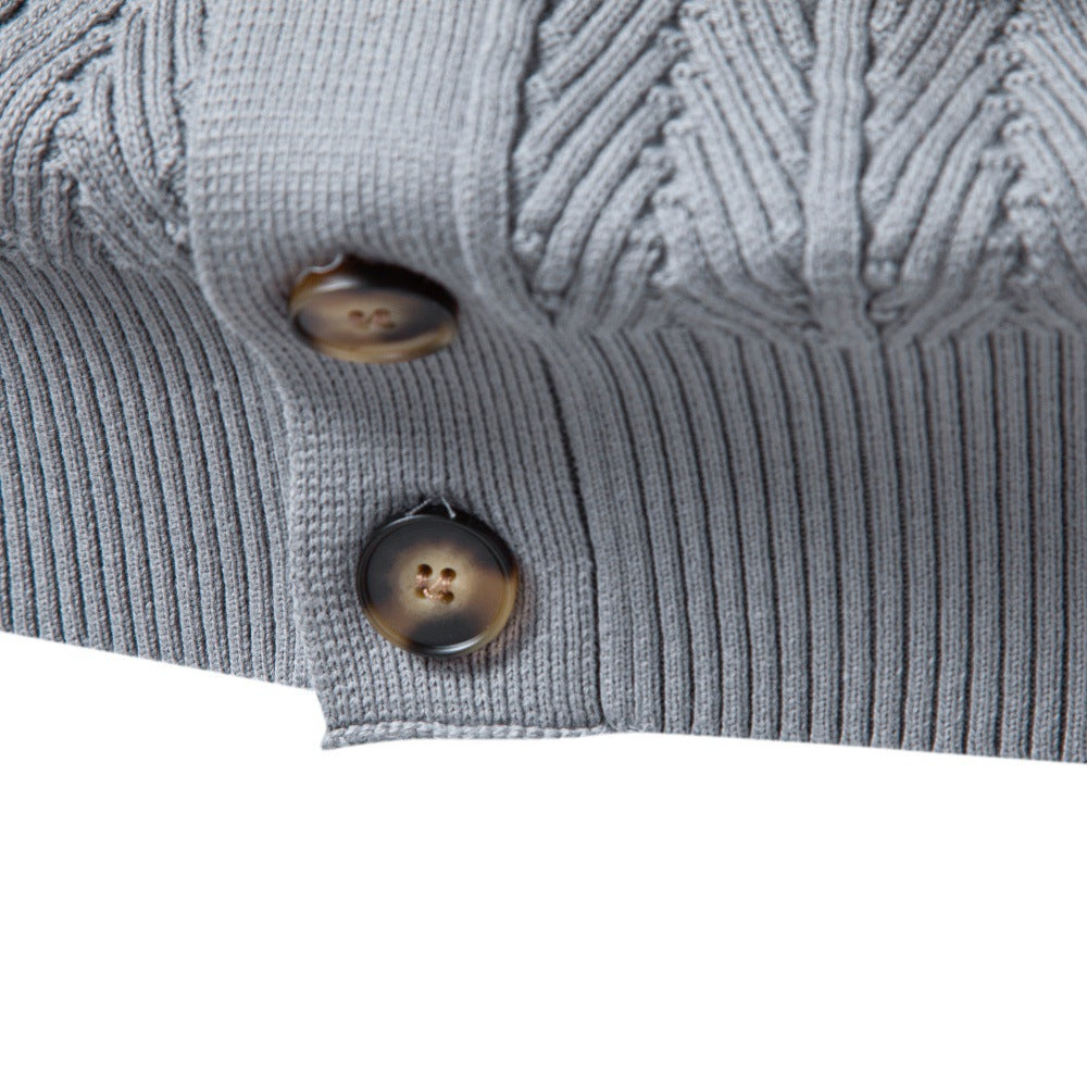 Men's Cotton Knit Cardigan | 2026 Winter Business Casual Button-Up Sweater | Stand Collar Warm Outerwear | SW255