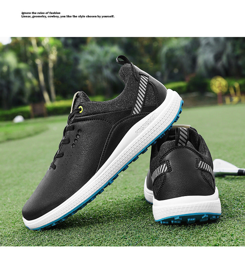 Men's Waterproof Golf Shoes | Anti-Slip Soft Spike Sneakers Breathable Microfiber Athletic All Weather Golf Trainers