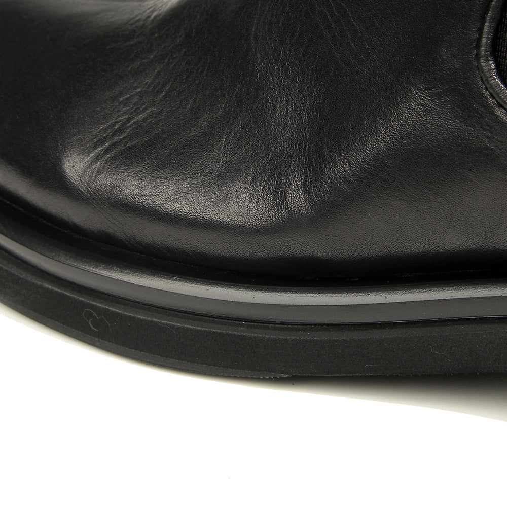 TELUOLU Men's Chelsea Boots | Premium Leather High-Top Boots | Chunky Sole British Retro Ankle Boots | 603-1