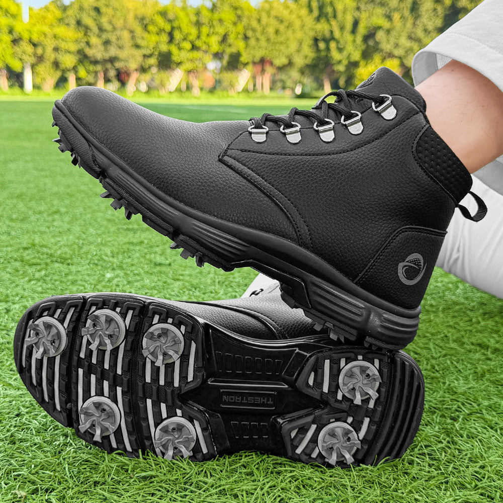 Thestron Men's High-Top Winter Golf Shoes Water-Resistant & Anti-Slip Spiked Trainers Big Sizes