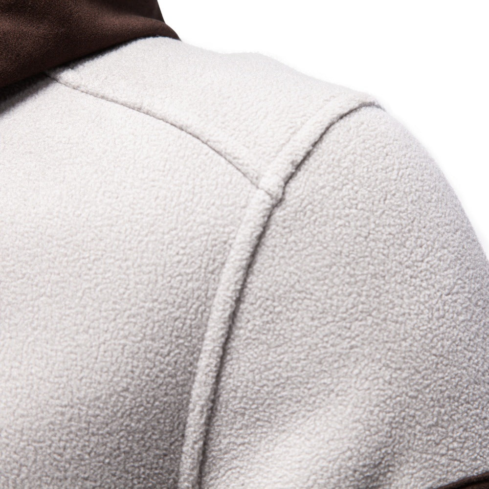 Men's Suede & Fleece Spliced Hoodie Jacket 2026 Winter Thick Warm Zip-Up Sweatshirt Casual Outerwear
