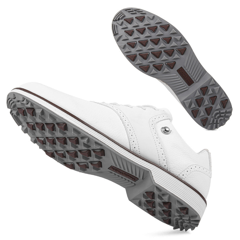 Thestron K05 Men's Brogue Style Golf Shoes | Water-Resistant Leather Spikeless Shoes | Business Casual Golf & Leisure Footwear | K05