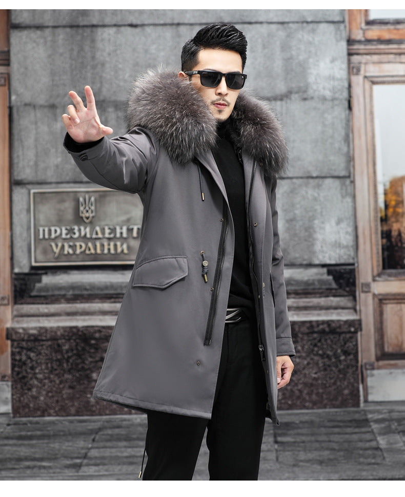 Snow Lotus Men's Mink Fur Parka | 2025 Winter Detachable Mink Lining Long Coat | Luxury Slim-Fit Fur-Trimmed Jacket | 215