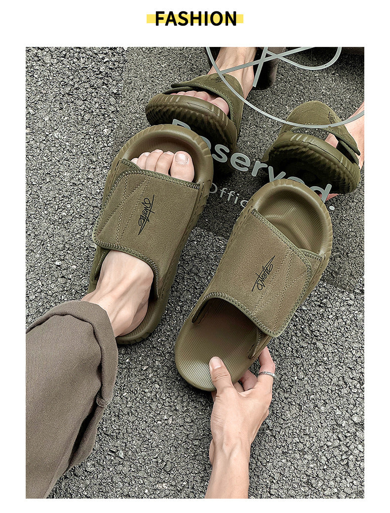 Men’s Suede Leather Fisherman Sandals | Outdoor Slide Slippers with Arch Support | Summer Beach Casual Shoes for Men | T98-1