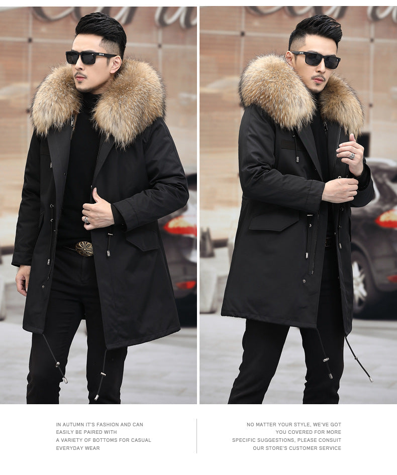 Snow Lotus Men's Mink Fur Parka | 2025 Winter Detachable Mink Lining Long Coat | Luxury Slim-Fit Fur-Trimmed Jacket | 215