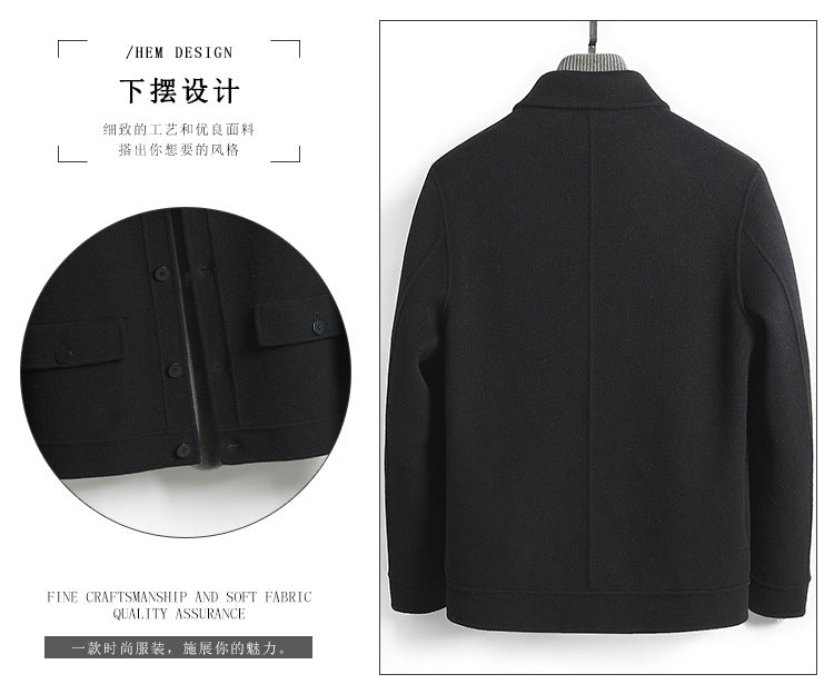 100% Wool Double-Faced Short Coat | Men’s Premium Tailored Overcoat | Warm Business Casual Outerwear | 86703