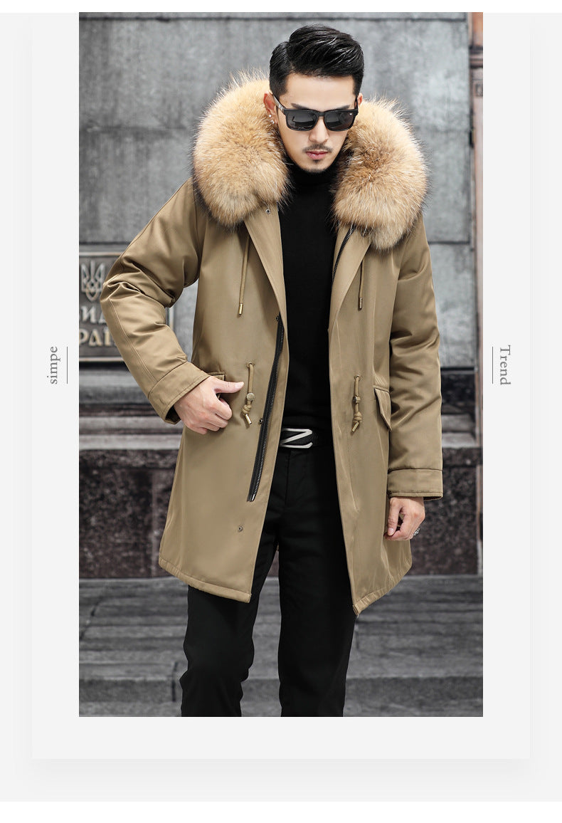 Snow Lotus Men's Mink Fur Parka | 2025 Winter Detachable Mink Lining Long Coat | Luxury Slim-Fit Fur-Trimmed Jacket | 215