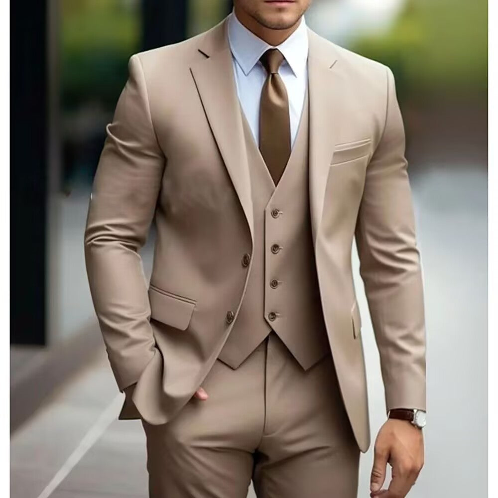 2026 Men‘s 3-Piece Suit Set | Loose Fit Wedding & Business Suit for Big & Tall Gentlemen | Cross-Border Formal Wear | SBT003