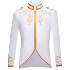 Medieval Royal Prince Jacket | Gold Embroidered Stand Collar Coat | Halloween Noble Cosplay Costume for Men & Women