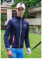 Men's Premium Long Sleeve Golf Jacket Winter Stand Collar Zipper Pullover Water & Wind Resistant Performance Layer