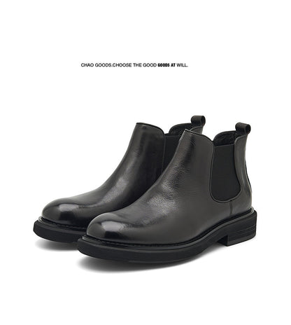 Men's Chelsea Boots | 2025 Autumn Winter British Retro Ankle Boots | Chunky Sole Leather Pull-On Boots | B3923