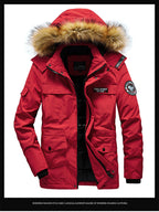 Men's Versatile Camouflage Fleece-Lined Military Jacket with Fur Hood & Multi Pockets