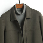 100% Wool Double-Faced Short Coat | Men’s Premium Tailored Overcoat | Warm Business Casual Outerwear | 86703