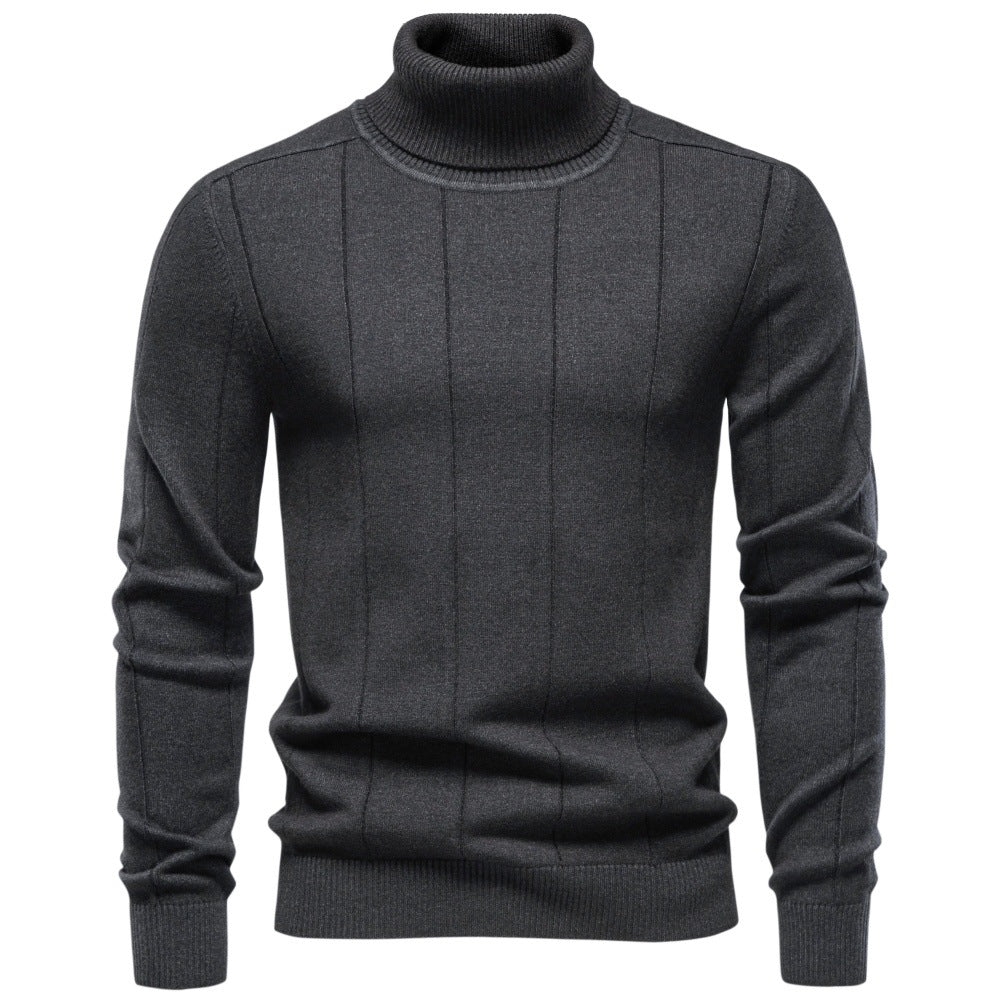 Men's High Turtleneck Knit Sweater | 2026 Winter Thick Warm Slim Fit Pullover | Soft Viscose Blend Jumper | HIGH005