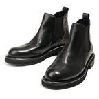 TELUOLU Men's Chelsea Boots | Premium Leather High-Top Boots | Chunky Sole British Retro Ankle Boots | 603-1