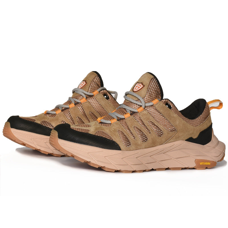 ECAF HTRON EHT Men‘s Genuine Leather Hiking Boots Thick Sole Outdoor Trail Shoes Anti-Slip & Breathable Trekking Trainers