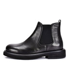 TELUOLU Men's Chelsea Boots | Genuine Leather High-Top Chukka Boots | British Retro Chunky Heel Ankle Boots | T93703