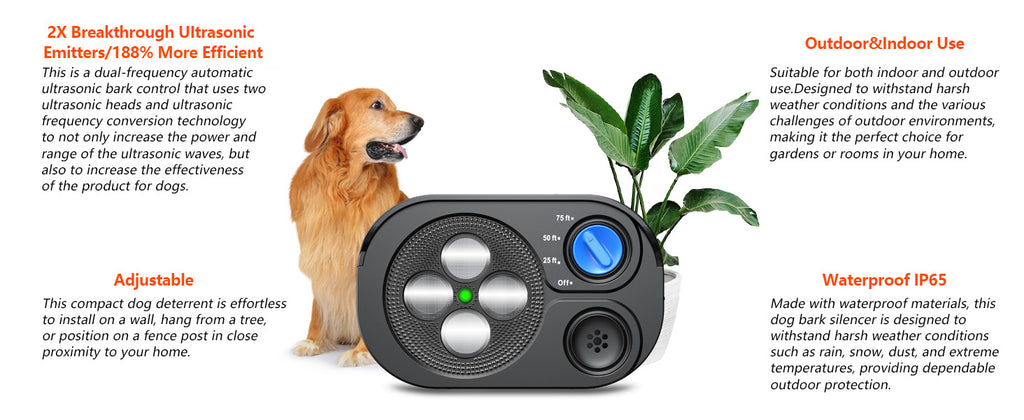 MODUS Automatic Ultrasonic Bark Deterrent New Safe Anti-Barking Device for Indoor & Outdoor Long-Range Humane Dog Trainer