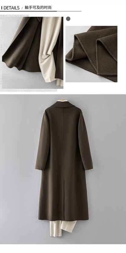 Ekeweer Longline 100% Wool Coat for Tall Men | Double-Faced Wool Overcoat | Handcrafted Fall & Winter Long Trench Coat | 86765