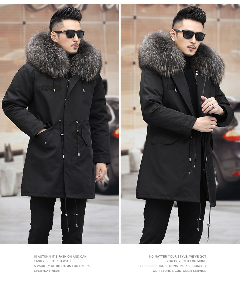 Snow Lotus Men's Mink Fur Parka 2025 Winter Detachable Mink Lining Long Coat Luxury Slim-Fit Fur-Trimmed Jacket | 215