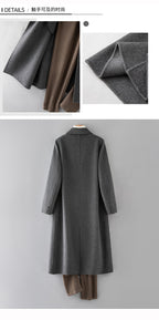 100% Wool Double-Faced Long Overcoat | 2026 Handcrafted Knee-Length Coat with Padded Shoulders | Premium Winter Outerwear | 86767