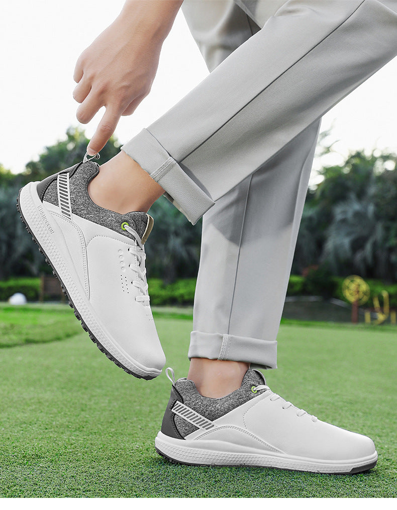 Men's Waterproof Golf Shoes | Anti-Slip Soft Spike Sneakers Breathable Microfiber Athletic All Weather Golf Trainers