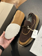 Men's Genuine Leather & Mesh  Breathable Shoes Travel Comfort Insole Slip-On Trainers Casual Driving Boots