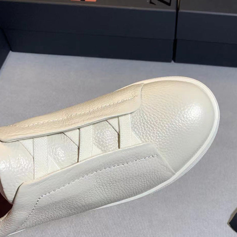 New Genia Men's Slip-On Loafers | Genuine Leather Luxury Sneakers with Sheepskin Lining | Premium Casual Driving Shoes | 6188